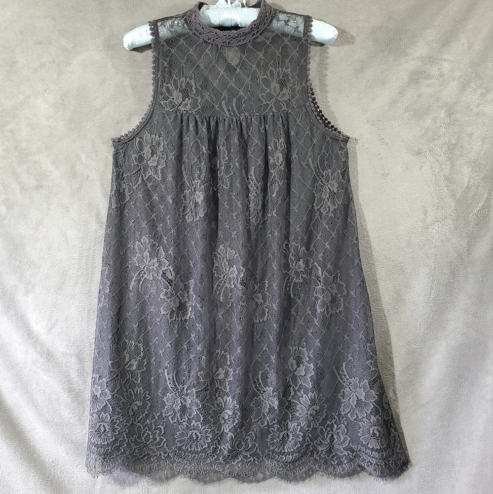 Skylar and Jade Sleeveless Lace Dress Gray Size L
